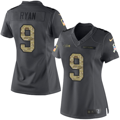 Women's Limited Jon Ryan Nike Jersey Black - #9 2016 Salute to Service NFL Seattle Seahawks